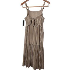 Women's Speechless Tie Back Tan White Stripe Dress Summer Sleeveless NWT Small S